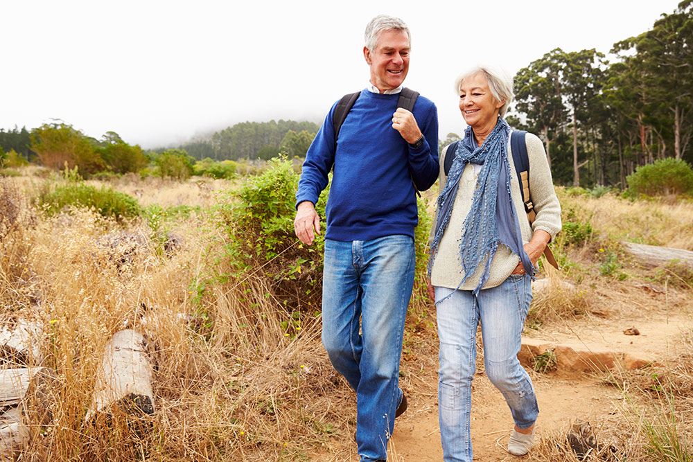 MyLivingChoice senior couple walking outside